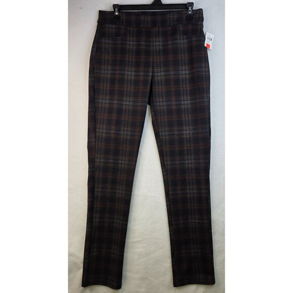 French Dressing Size 8 Pull-On Slim Leg Plaid Jeans Clay Preppy Academia NWT - Picture 1 of 11